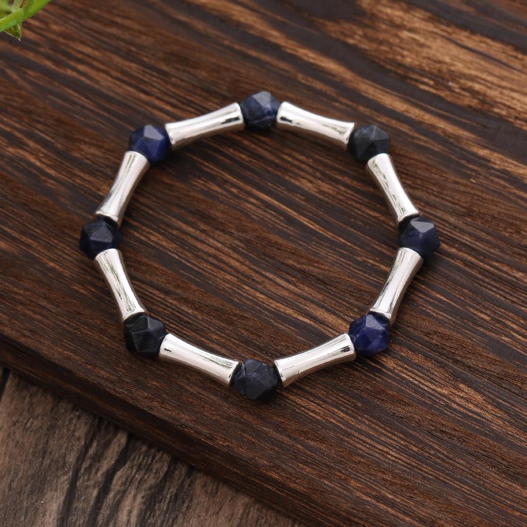 Natural Crystal Cut-face Beaded Bamboo Elastic Bracelet, High-end Men's and Women's Versatile Crystal Jewelry