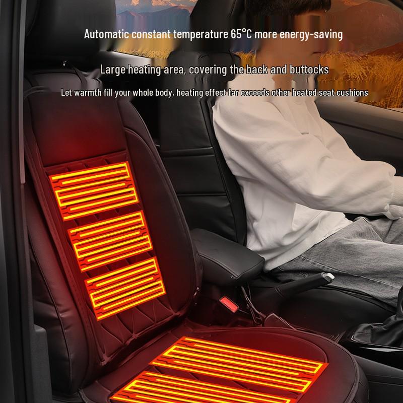 12V Heated Car Seat Cushion with Backrest - Warm Seat Cover for Autumn and Winter