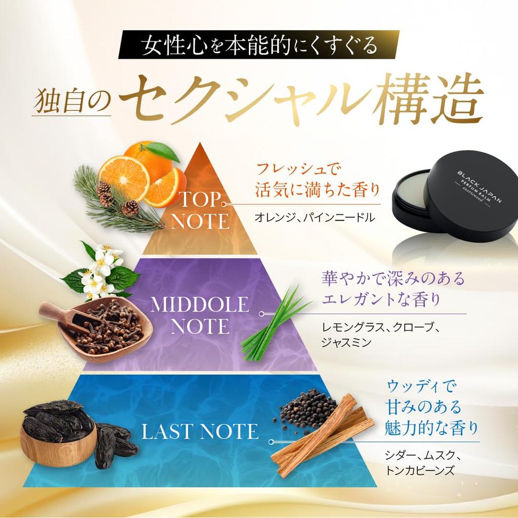 BLACK JAPAN Pheromone Solid Popular with Perfume 17g [Doctor Recommended] Men's Perfume, Women, Balm, Musk, (Exoticwood)