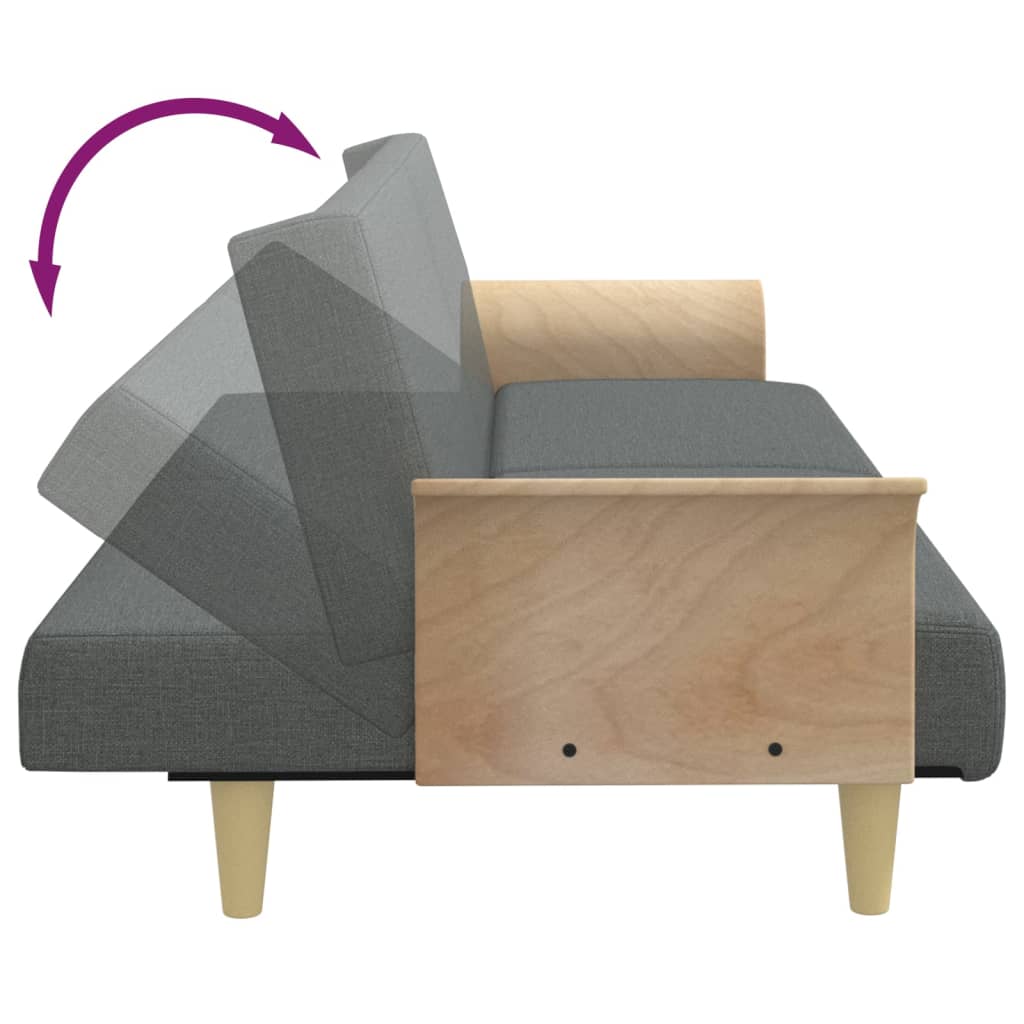 Sleeper Sofa with Armrests Dark Grey Fabric