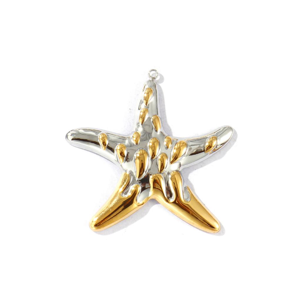 1pc 304 Stainless Steel Ocean Jewelry Starfish Shell Charms 18K Gold Plated&Silver Plated Two Tone Pendant DIY Necklace Making