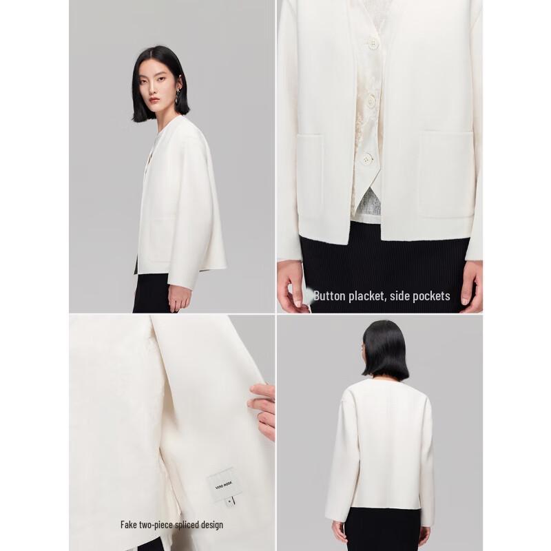 VEROMODA Women's Faux Two-Piece Drop-Shoulder Wool Blend Coat