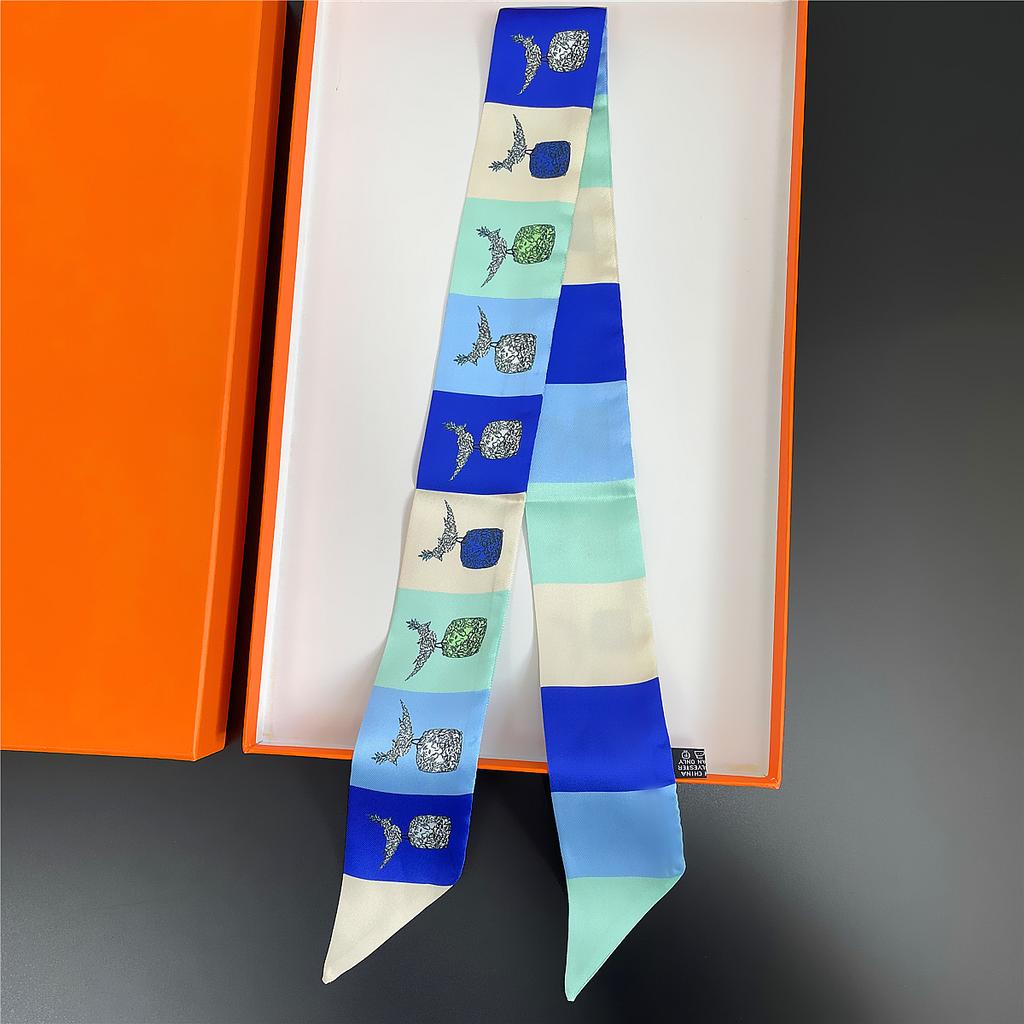 Double Colored Paisley Twill Silk Scarf New Brand Design Luxury Scarf Women Foulard Skinny Bag Scarves Neckerchief Hair Headband