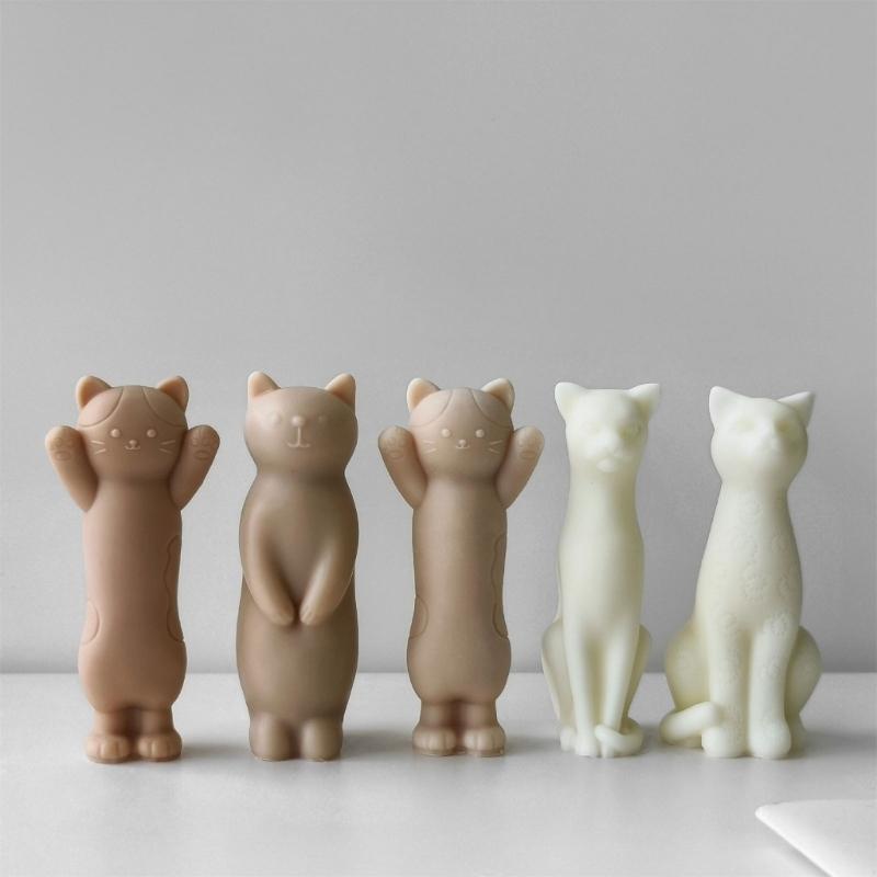 3D Katzenform Kerze Silikonform Seifenherstellungsformen Einzigartige Sitzende Katzen Silikonformen für Seife Resin Dekorationen