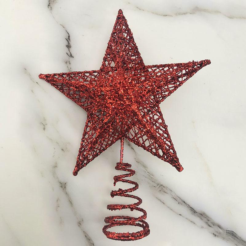 1pcs 15*20cm Gold Glitter Christmas Tree Top Iron Star Christmas Decorations For Home Xmas Tree Ornaments New Year Decor