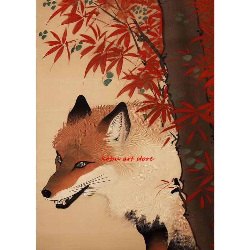Traditioneller japanischer Ukiyo-e Löwe Wolf Luchs Fuchs Vintage Tiere Poster Druck Leinwand Malerei Wandbild für Zimmer Heimdekor