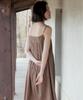 Step Around Pintuck Button Slip Dress_Brown