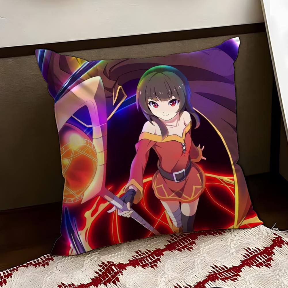Cute MMegumin Cushion Cover Reversible Soft Durable Pillow Cover Home Car MultiScene Use for Daily Comfort