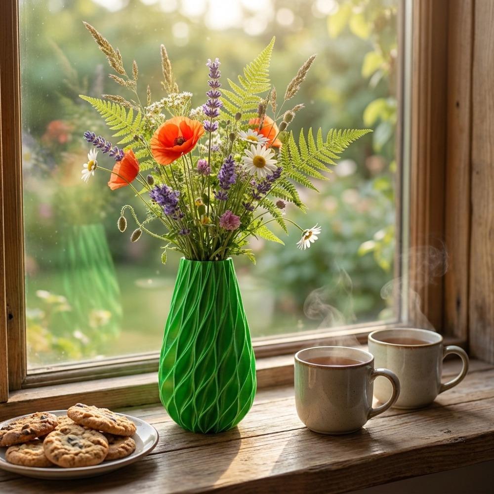 

1PC PLA Tabletop Vase Flower Arrangement Decorative Vase Office Tabletop Ornaments 7.8*7.8*16cm