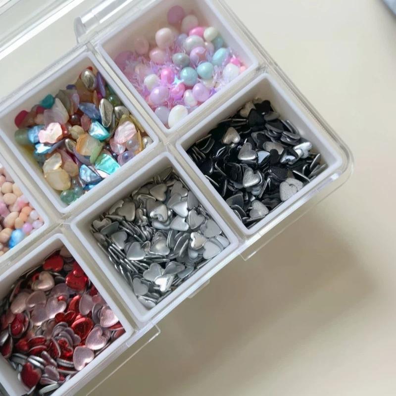 Nail Art Storage Box 6/12 Grids Eco-Friendly Plastic Case for Nail Rhinestones Beads DIY Craft Manicure Use