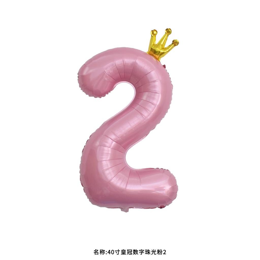 42-Inch Large Pink Crown Aluminum Film Digital Balloon Children'S 1St Birthday Party Decoration Photo Props