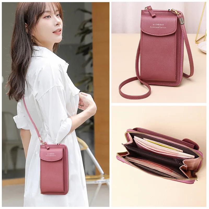 Fashion Phone Pocket Shoulder Bag for Women Pu Leather Clip Design Female Crossbody Bags Ladies Messenger Purse Handbag