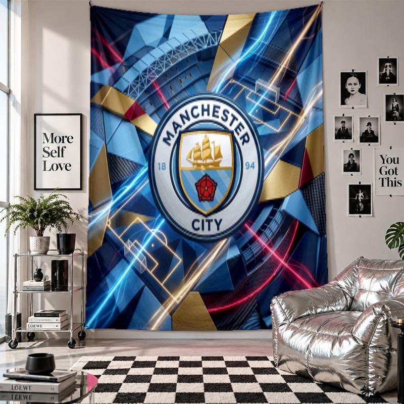 Tapeçaria de Parede do Manchester City Decoração de Casa Pano para Pendurar na Parede para Quarto Sala de Estar Fundo