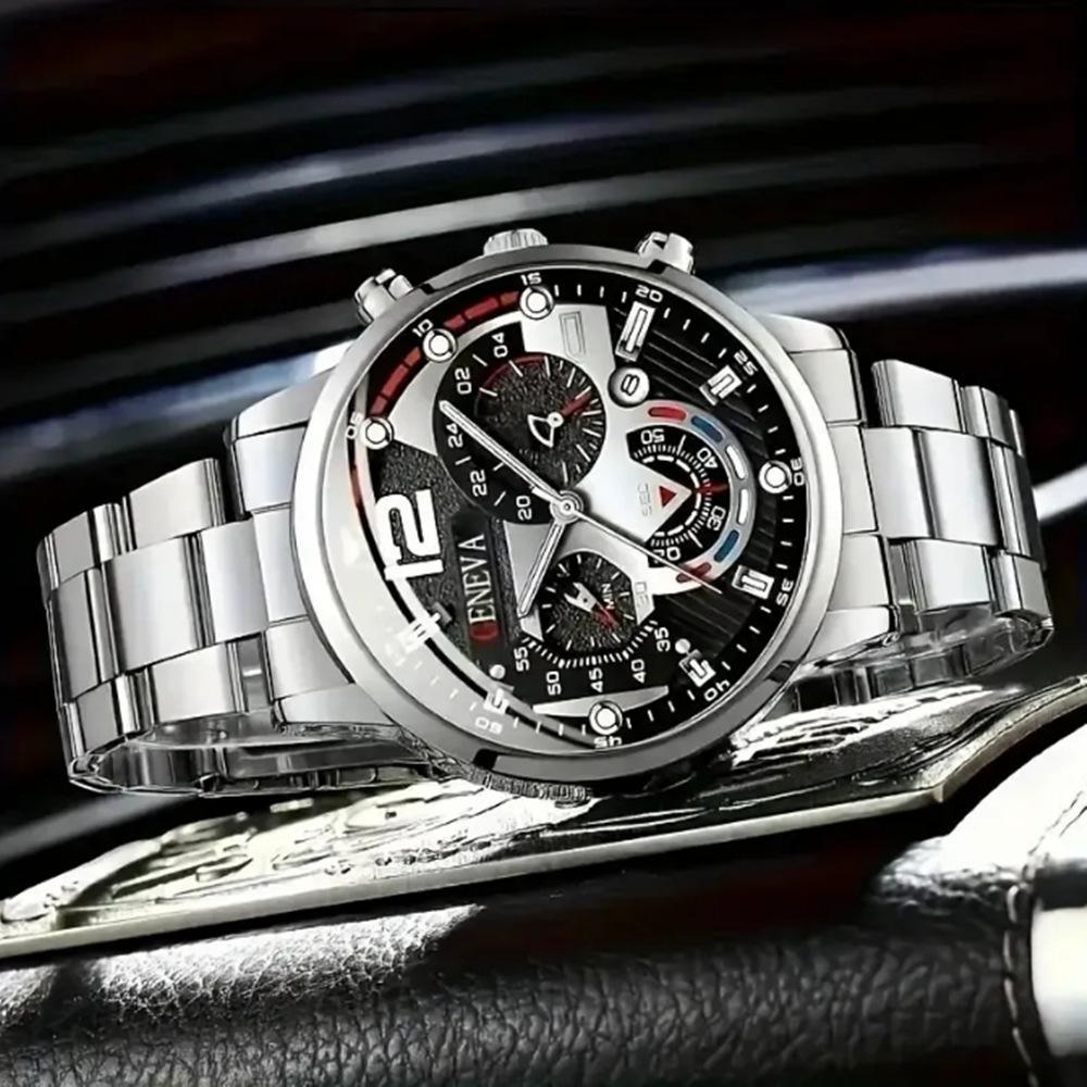 Steel Belt Quartz Watch, Luminous Calendar Business Casual Simple Men's Watch