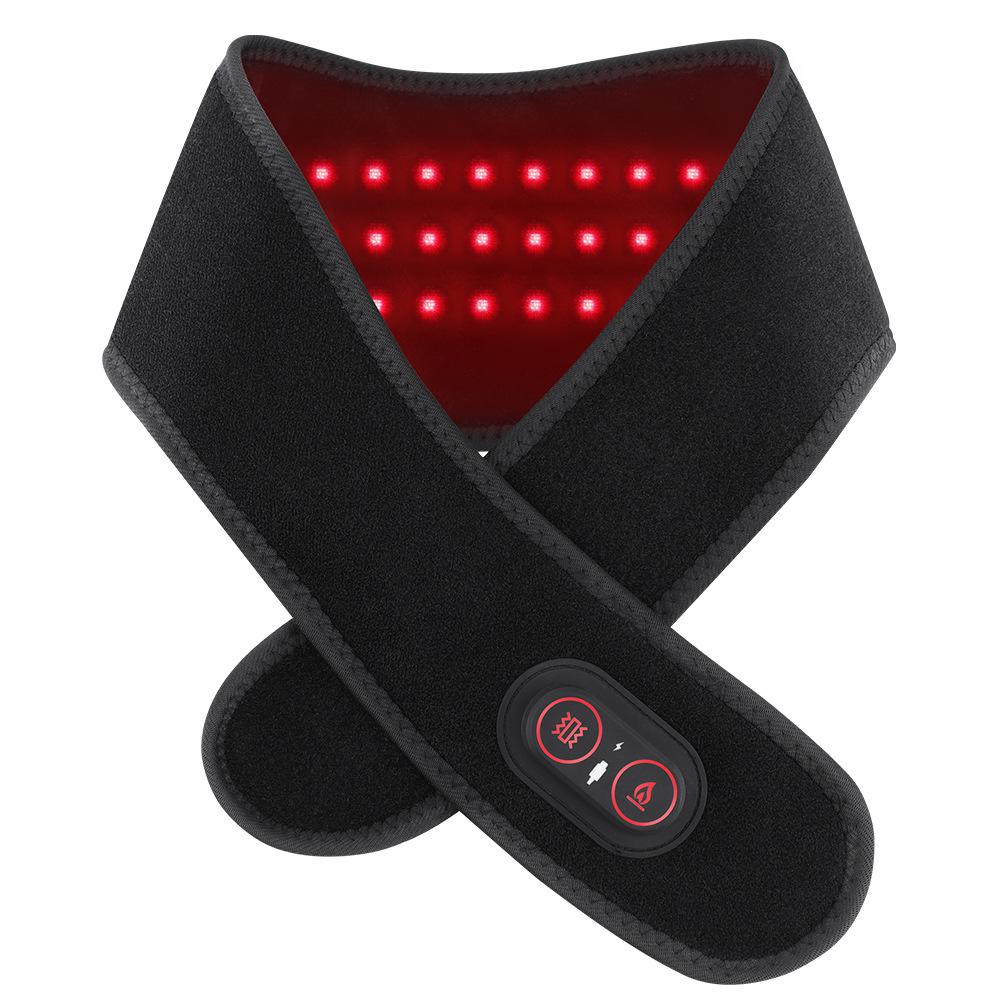 Red Light Heating Neck & Wrist Support with Vibration Massage – 660/850nm Therapy Heat Pack.