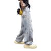 Summer thin American ink splashing ripped jeans men's new straight trendy brand ruffian handsome versatile scimitar pants