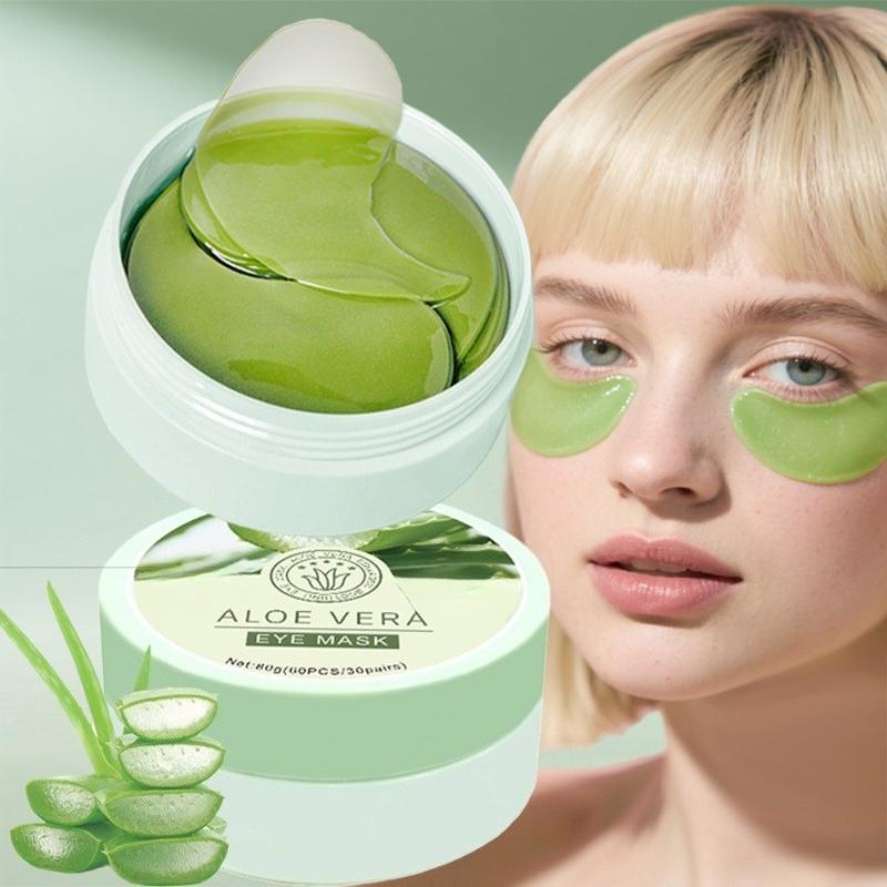 Krem Serum pod Oczy Aloe Vera + Kolagen Płatki pod Oczy - & Ujędrniająca Maska na Oczy na Cienie pod Oczami, Opuchliznę i Drobne Linie, Pielęgnacja Skóry