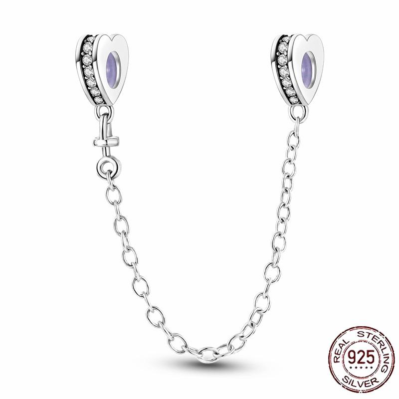 Stříbrný Křišťálový Pavé Bezpečnostní Řetízek Pevný Klip Pramen Přívěsek Vhodný pro Ženy Náramek Stříbrné Šperky Párty Narozeninový Dárek