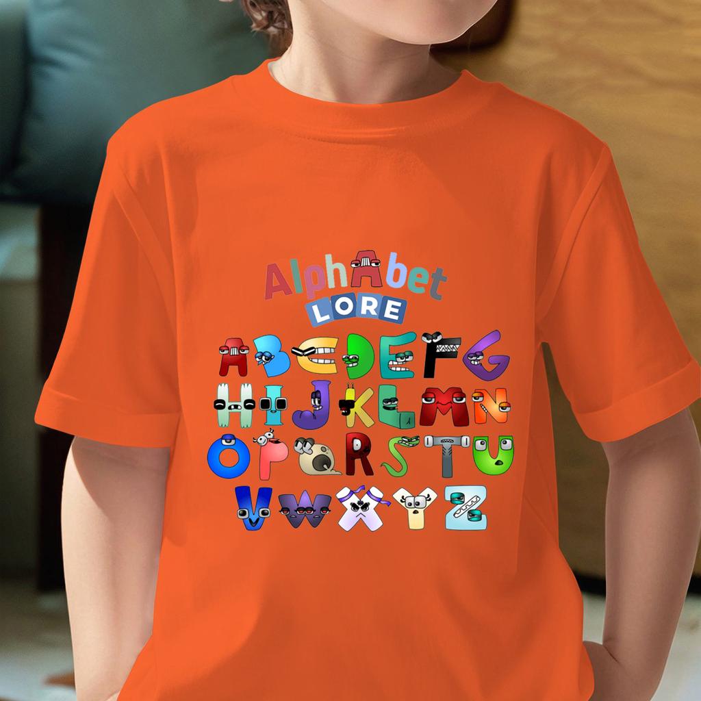 Alphabet Lore Anime Game TShirts Boys Girls Summer ONeck Short Sleeve Tee Alphabet Graphic Kids T Shirts Childrens Clothing