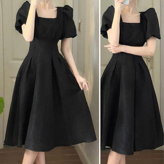 Abito longuette da donna A Line Streetwear Tinta unita Flowy Summer Ladies Abito medio lungo da indossare ogni giorno