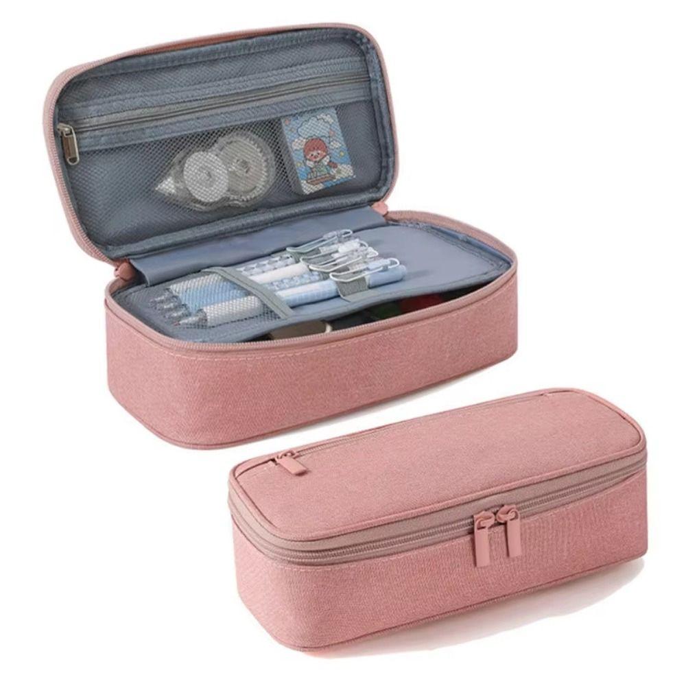 2 Layer Student Stationary Boxes Double Zipper Pencil Case Fashion Pen Bag  Students