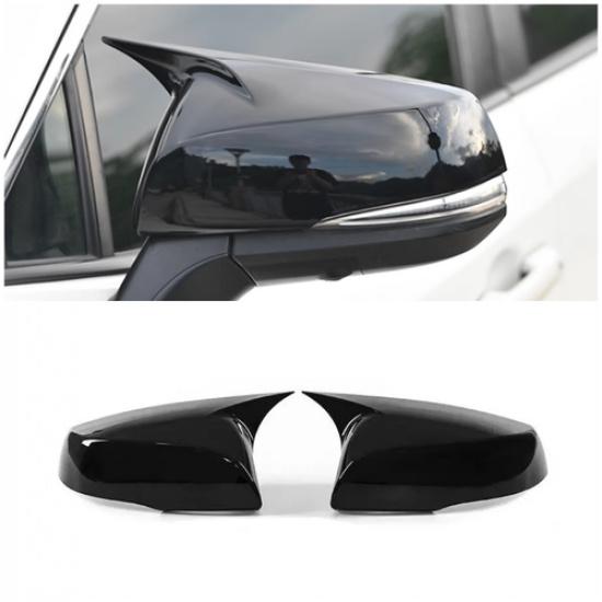 Glossy Black Ox Horn Rearview Mirror Lid Cover Trim For -2025 Toyota RAV4