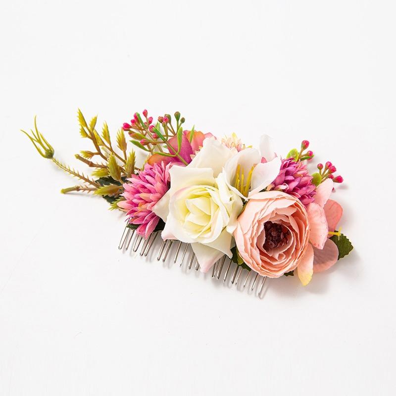 Bohemia Brides Wedding Flower Hair Comb Hairpin Bridesmaid Headdress Hair Combs Hair Accessories For Women Girls Floral Hairpins