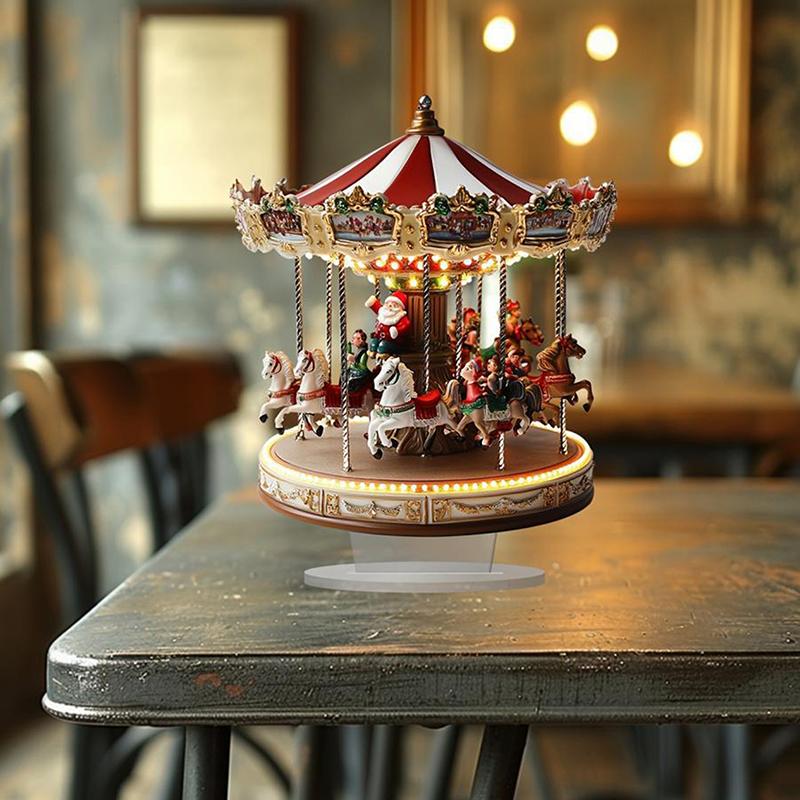 2D Flat Christmas Merry Carousel Christmas Scene Festival Decor Bedroom Office Desktop Ornaments Home Decoration Christmas Gifts