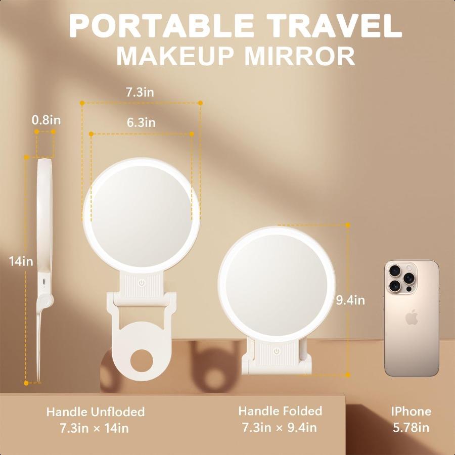 1X 30X Magnifying Mirror with Light Double Sided Makeup Mirror with Adjustable Folding Handle Lighted Vanity Mirror with Tweeze