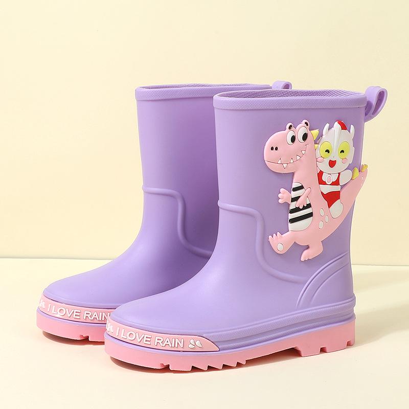 Children's Cartoon Mid-Calf Waterproof Rain Boots - Non-Slip, Thick, and Cute for Boys and Girls