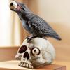 Halloween Crow Skull Glass Ornament for Yard Decor