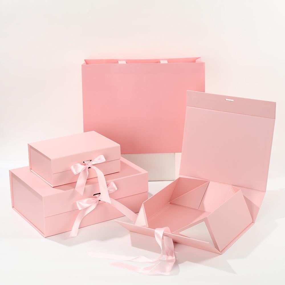 Elegant Magnetic Closure Foldable Gift Box with Bow - High-End Festival Packaging
