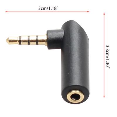 Fejhallgató-elosztó, 90 fokos derékszögű csatlakozó, 3,5 mm-es szögű dugasz-aljzat adapter sztereó tartozékok