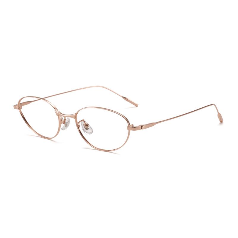 Pure Titanium Cat-Eye Eyeglass Frame 55 - Super Light, No-Makeup Style, Little Fox Design