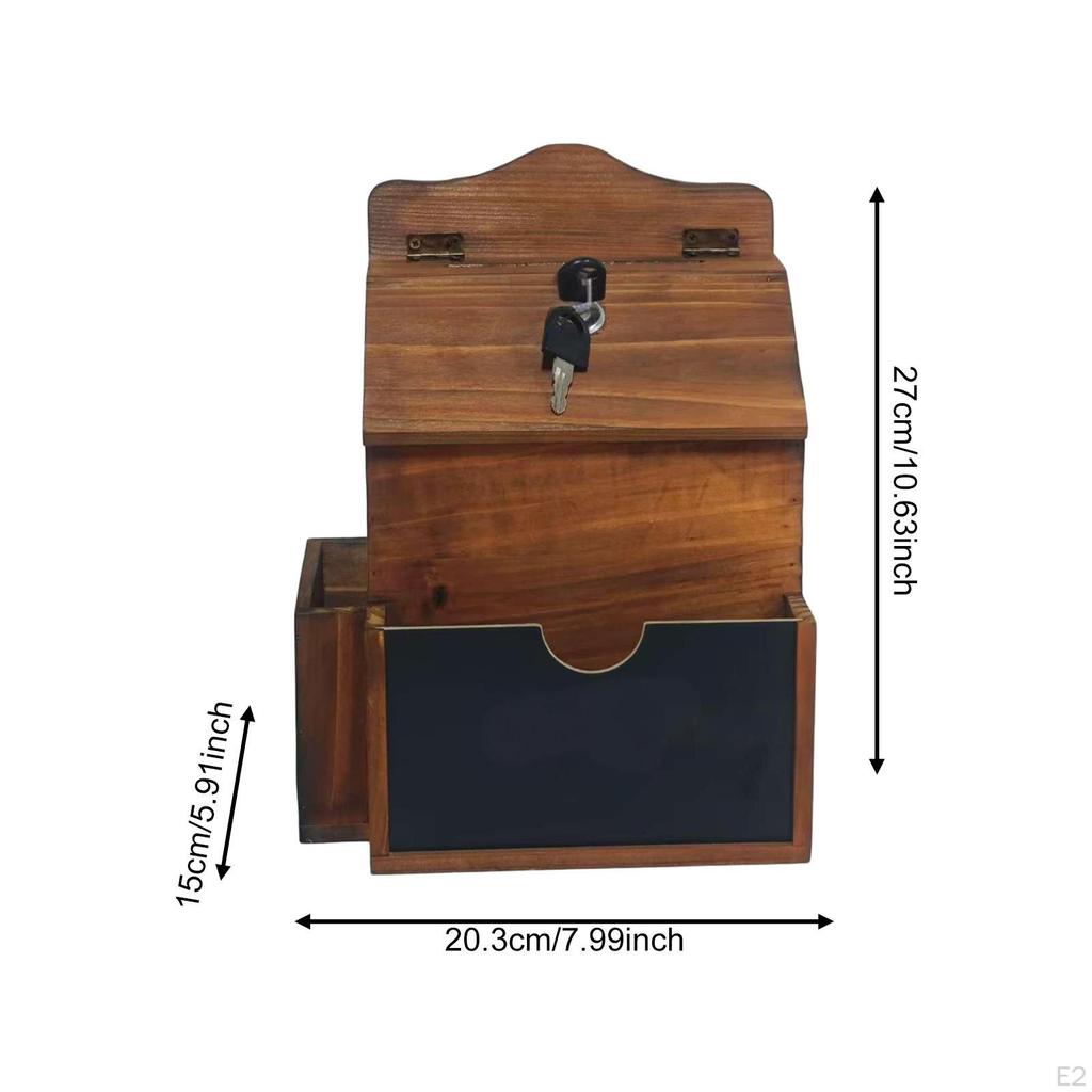 Wall Mount Mailbox Secured Postbox Multipurpose Wooden Easy To Install Deposit Drop Box Donation