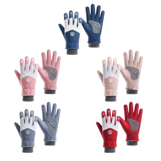 Dětské lyžařské rukavice Vodotěsné s fleecovou podšívkou Zimní rukavice Teplé Větruodolné rukavice s protiskluzovými dlaněmi pro chlapce dívky Lyžování Snowboarding Cyklistika