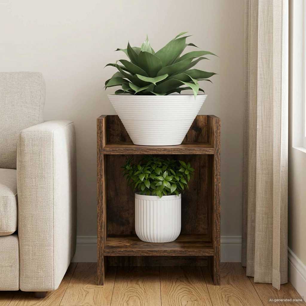 Plant Stand Smoked Oak 30 x 30 x 40 cm Wood Based Material
