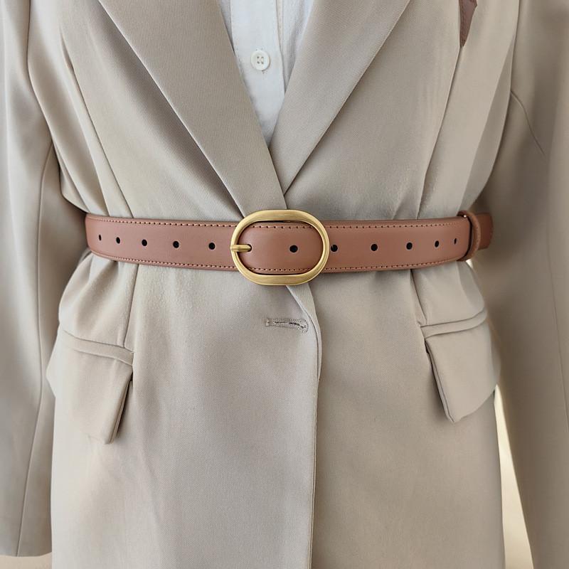 Womens Vintage Style Waist Belt Elliptical Metal Buckle Dress Shapewear Belt