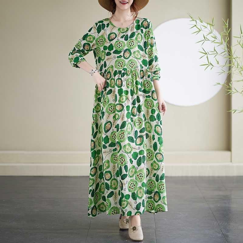 Round Neck Vintage Long Flesh Covering Dresses