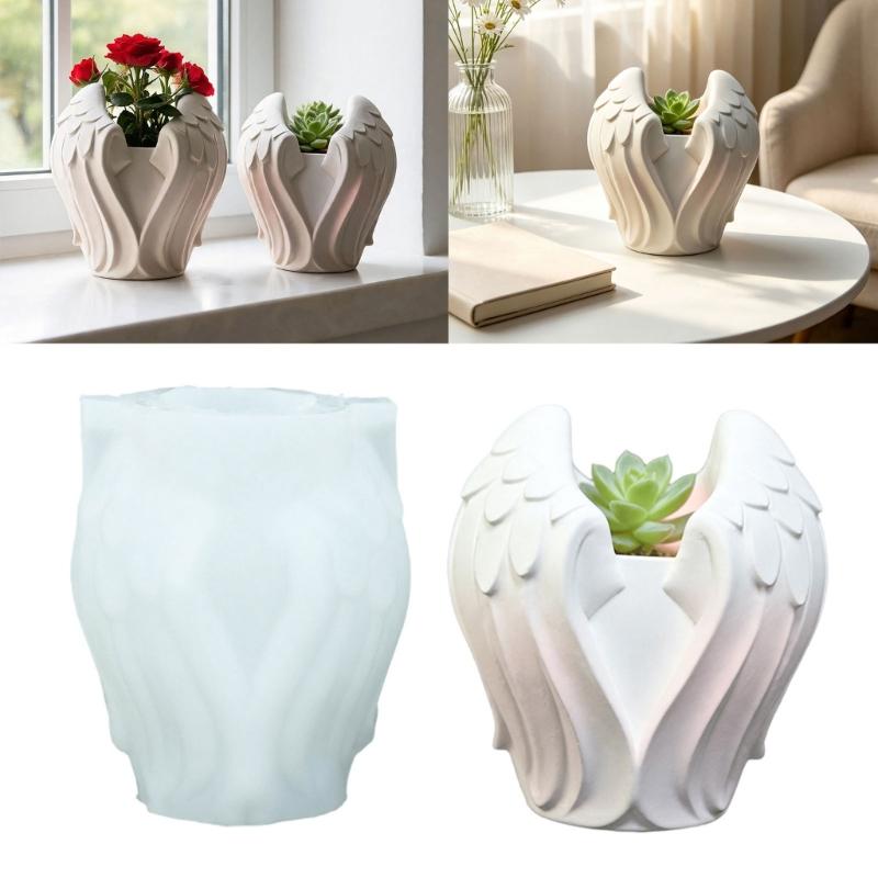 Resin and Cement Pot Casting Form, Angel Wing Flower Pot Profile with Flexible Body for Plaster Projects and Tabletop Display Use Indoors