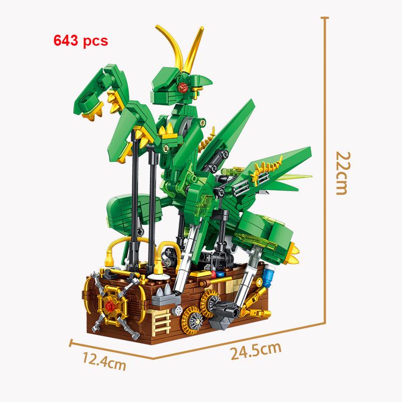 Technical Mechanical Shark Owl Parrot Grasshopers Mantis Butterfly Building Blocks Animal Birds Insect Fish Creative MOC Toys