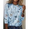 Spring and Autumn Women's Round Neck Pullover Long Sleeved T-shirt Elegant and Fashionable Floral Print T-shirt Womens New Style