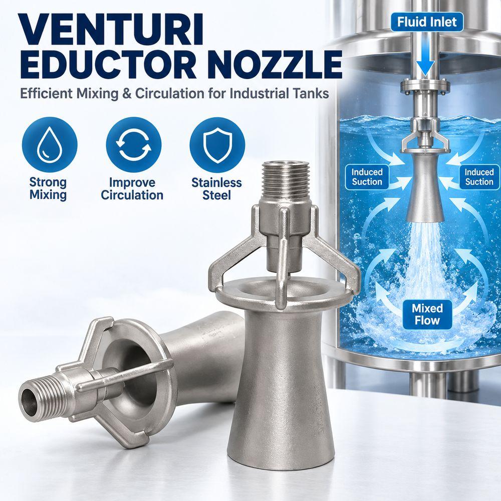 Paslanmaz Çelik Venturi Karıştırma Nozulu Erkek Dişli Jet Karıştırma Nozulu Elektroforetik Kaplama
