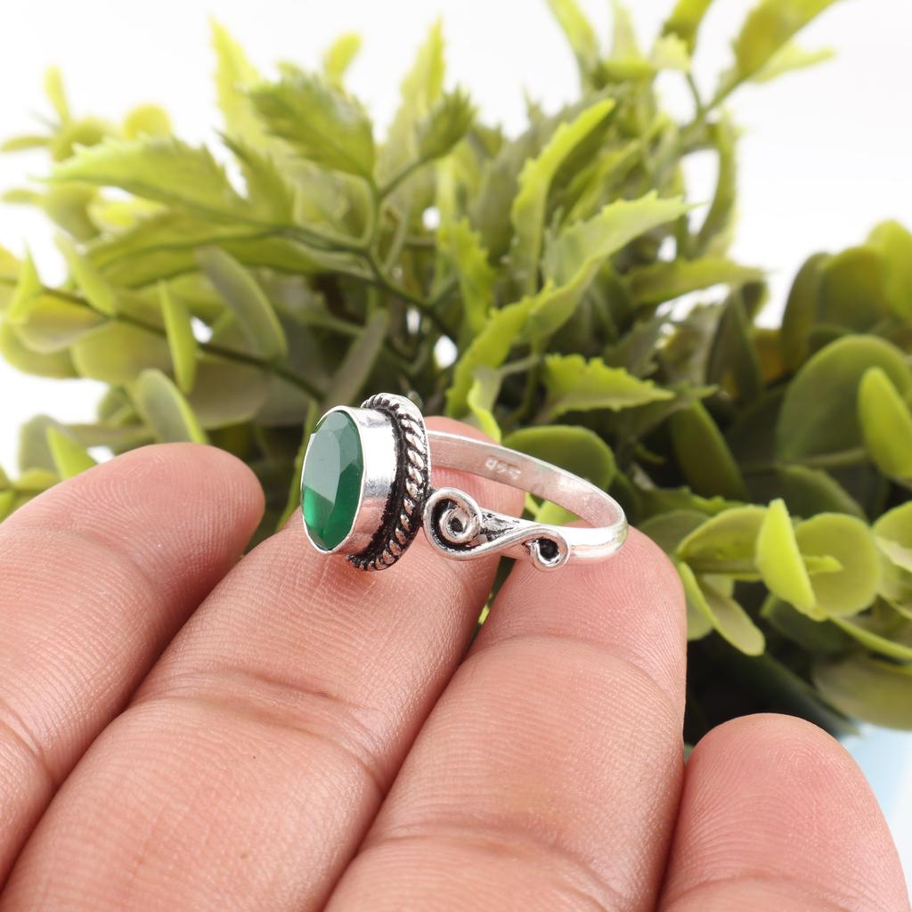 Green Onyx Gemstone Jewelry, 925 Solid Sterling Silver Ring , Handmade Beautiful Ring, Healing Jewelry For Anniversary Gift