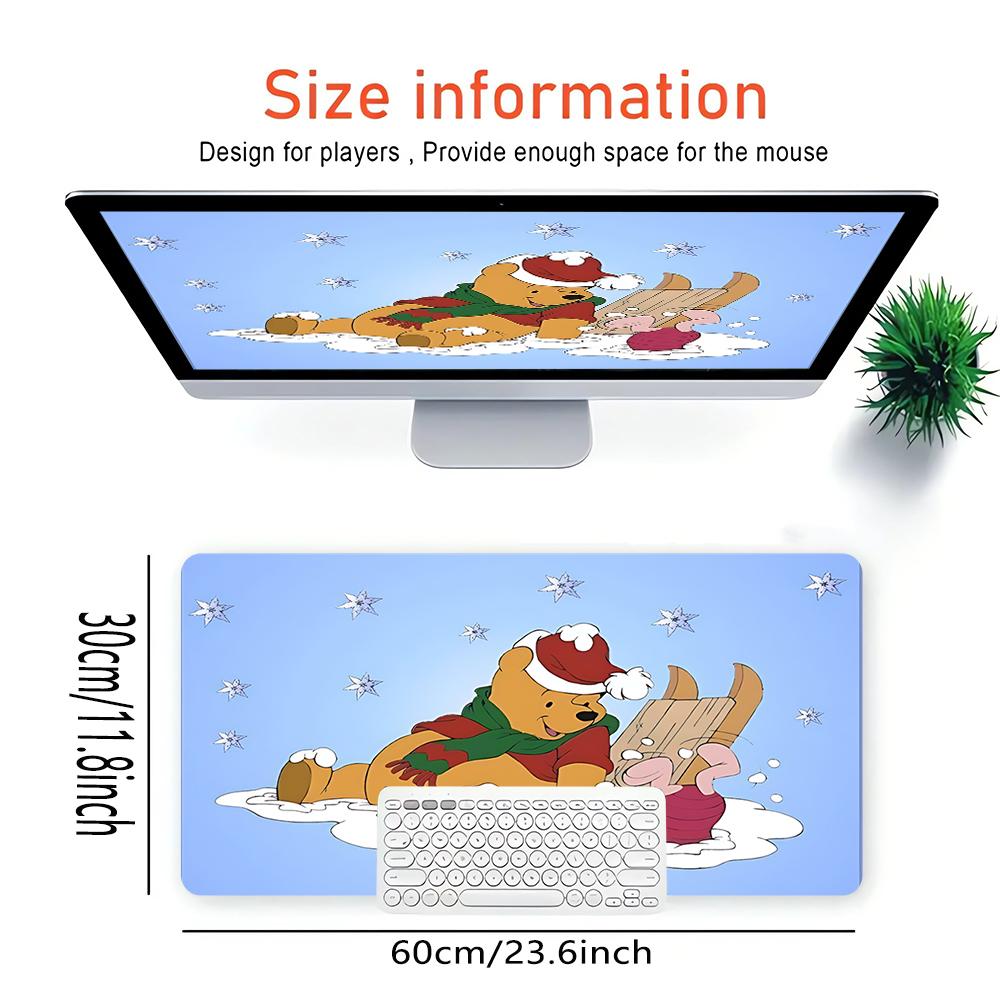 Winter Winnie Pooh Adventure Large Gaming Mouse Pad Nonslip Rubber Base Waterproof Desk Mat For Office Pc Laptop