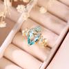 Cute Female Light Blue Zircon Stone Ring Trendy Yellow Gold Silver Color Engagement Rings For Women Bride Wedding  Gift