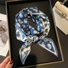 Long small silk scarf women's spring, autumn and summer black neck protection scarf with shirt streamer ribbon belt thin scarf