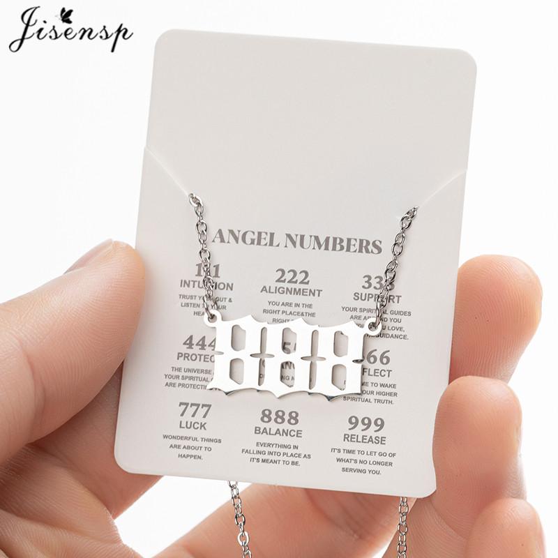 Stainless Steel Angel Number Lucky Numbers Necklaces 111 222 333 444 555 888 999 777 666 Pendant Necklace Charms Jewelry