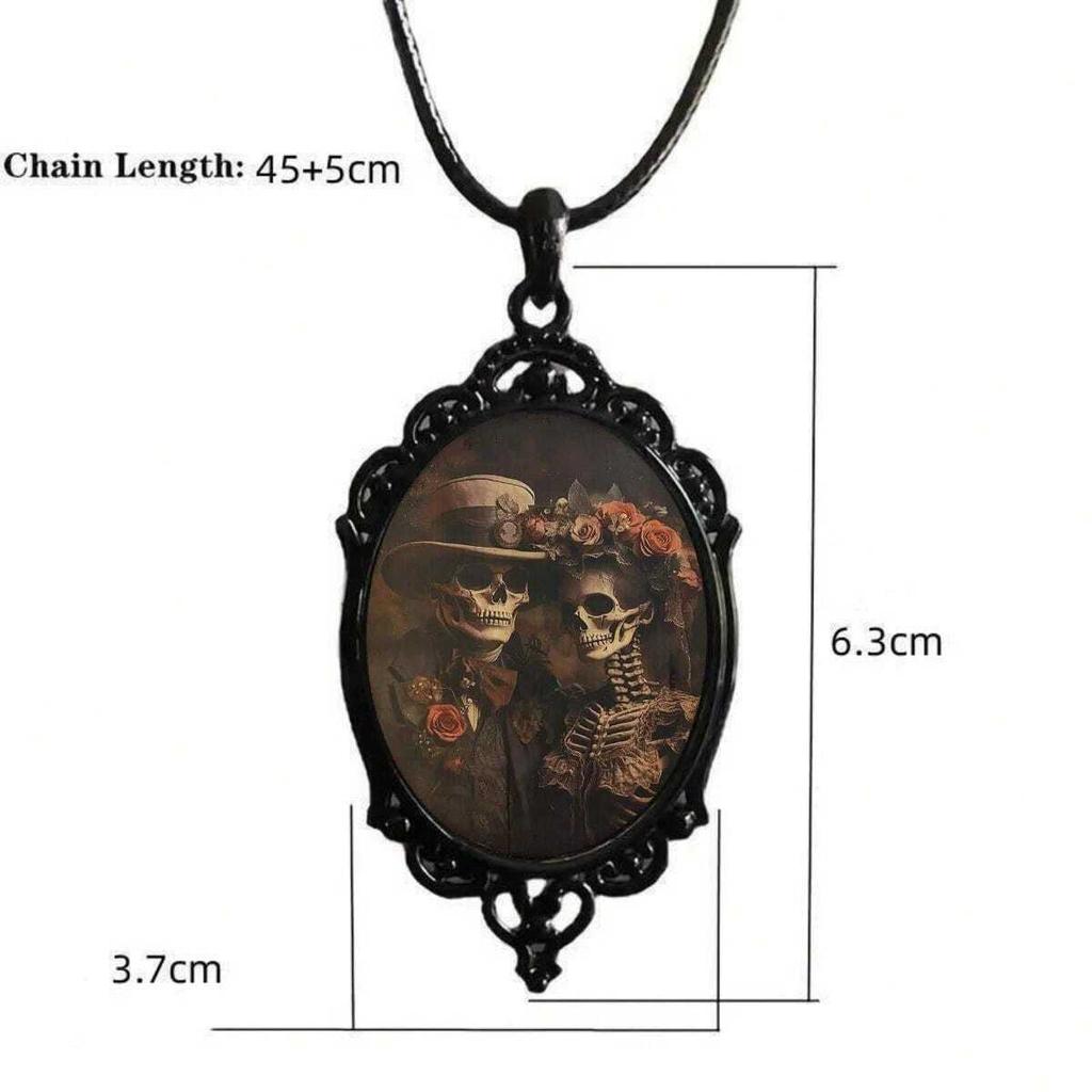 Pendant Gothic Raven, Skull Necklace