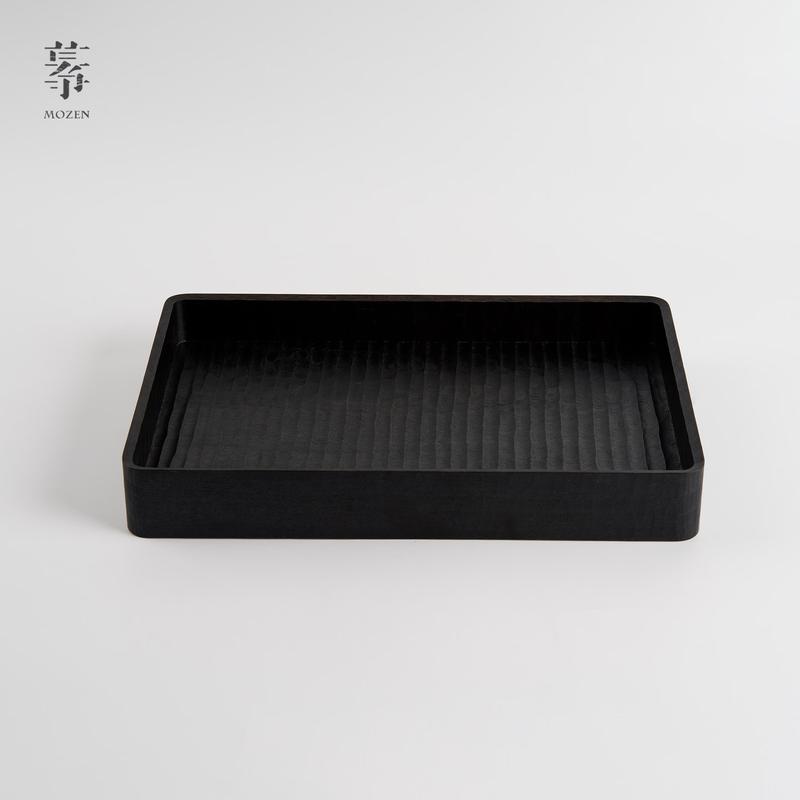 Carved Rectangular Wooden Tea Tray & Storage Box
